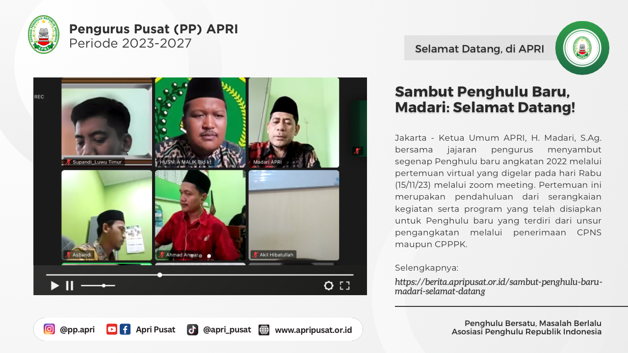 Sambut Penghulu Baru, Madari: Selamat Datang!