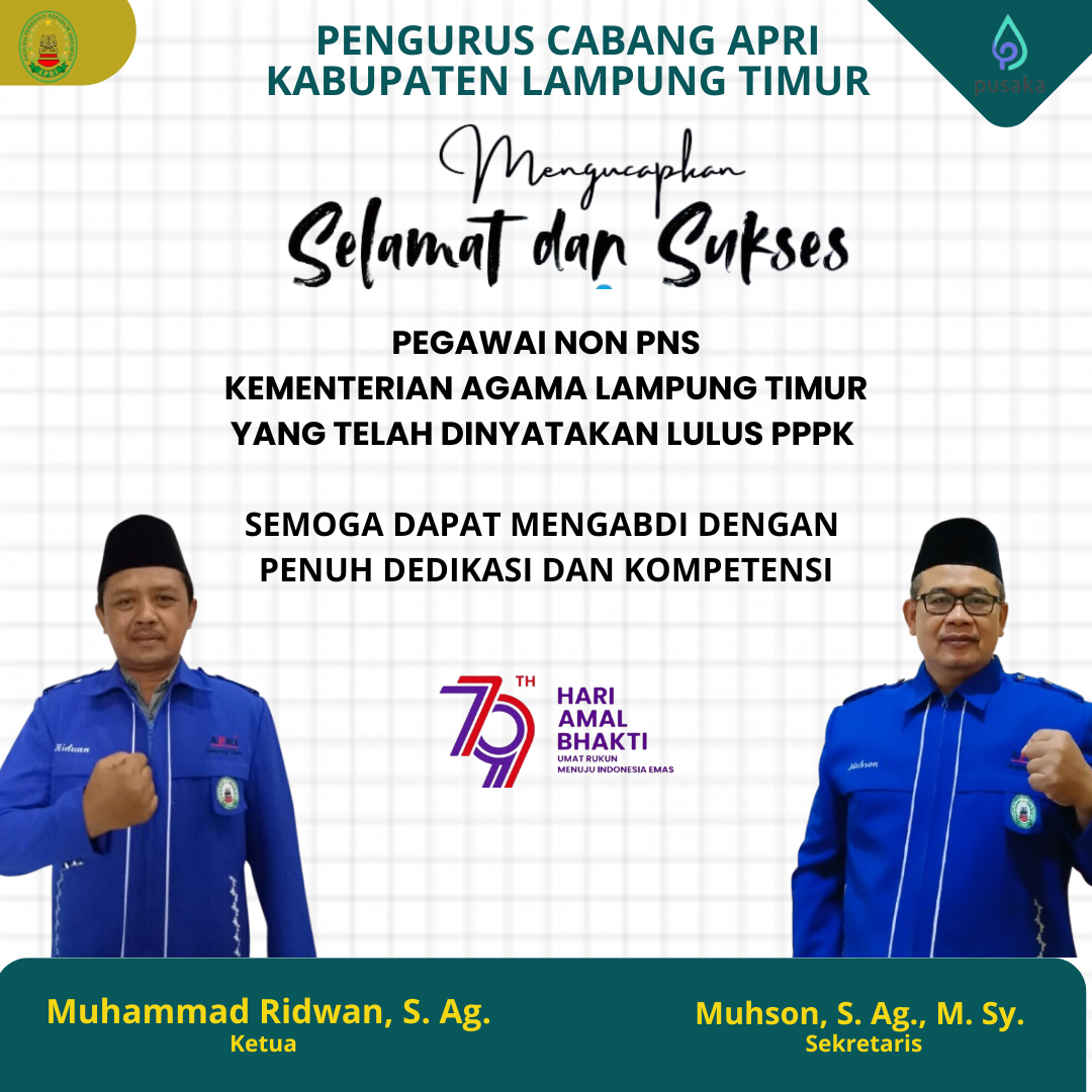 Pengurus Cabang APRI Lampung Timur Ucapkan Selamat dan Sukses kepada PPPK Baru