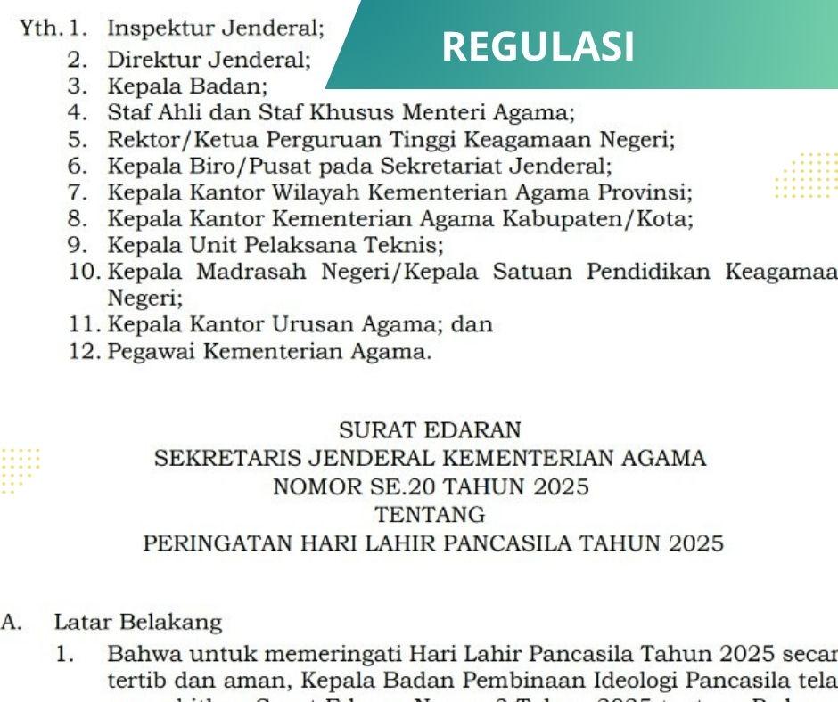 SEKJEN SE 20 TAHUN 2025 PERINGATAN HARI LAHIR PANCASILA TAHUN 2025