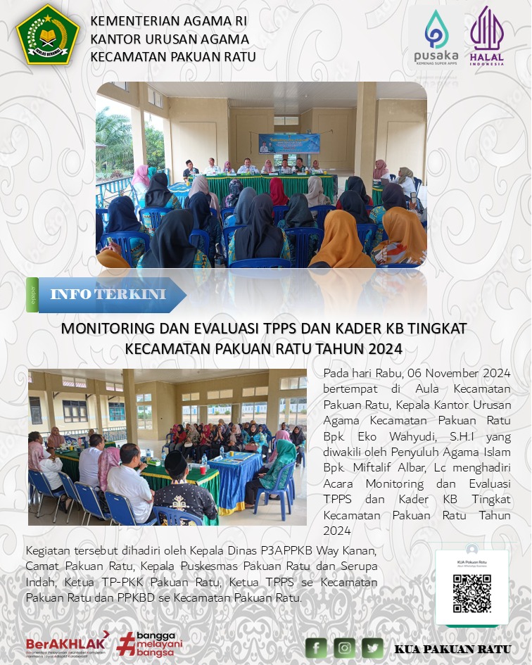 KUA Pakuan Ratu Menghadiri Monitoring dan Evaluasi TPPS Tingkat Kecamatan Pakuan Ratu