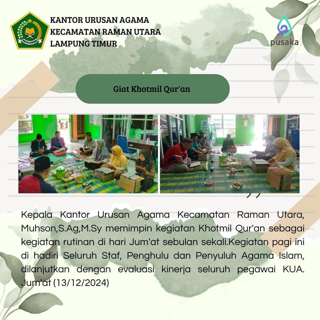 Khotmil Quran Bulanan: Kepala KUA Raman Utara Giatkan Tradisi Spiritual Bersama 