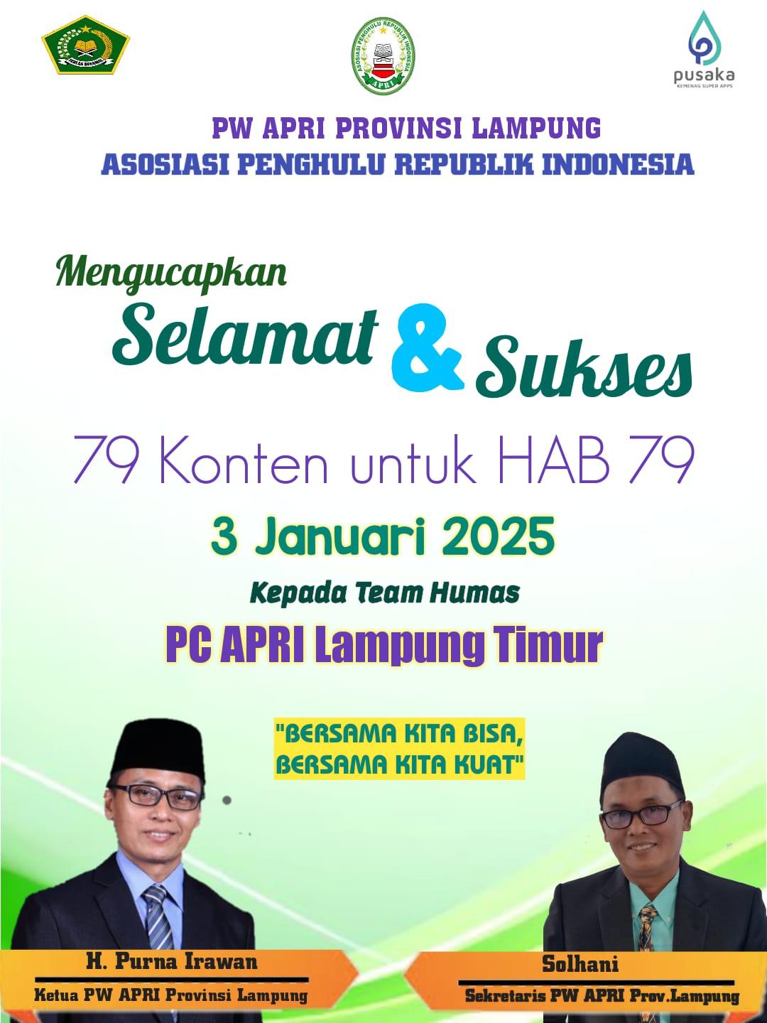 Ketua PW APRI Lampung Apresiasi Humas PC APRI Lampung Timur: 79 Konten yang Menginspirasi