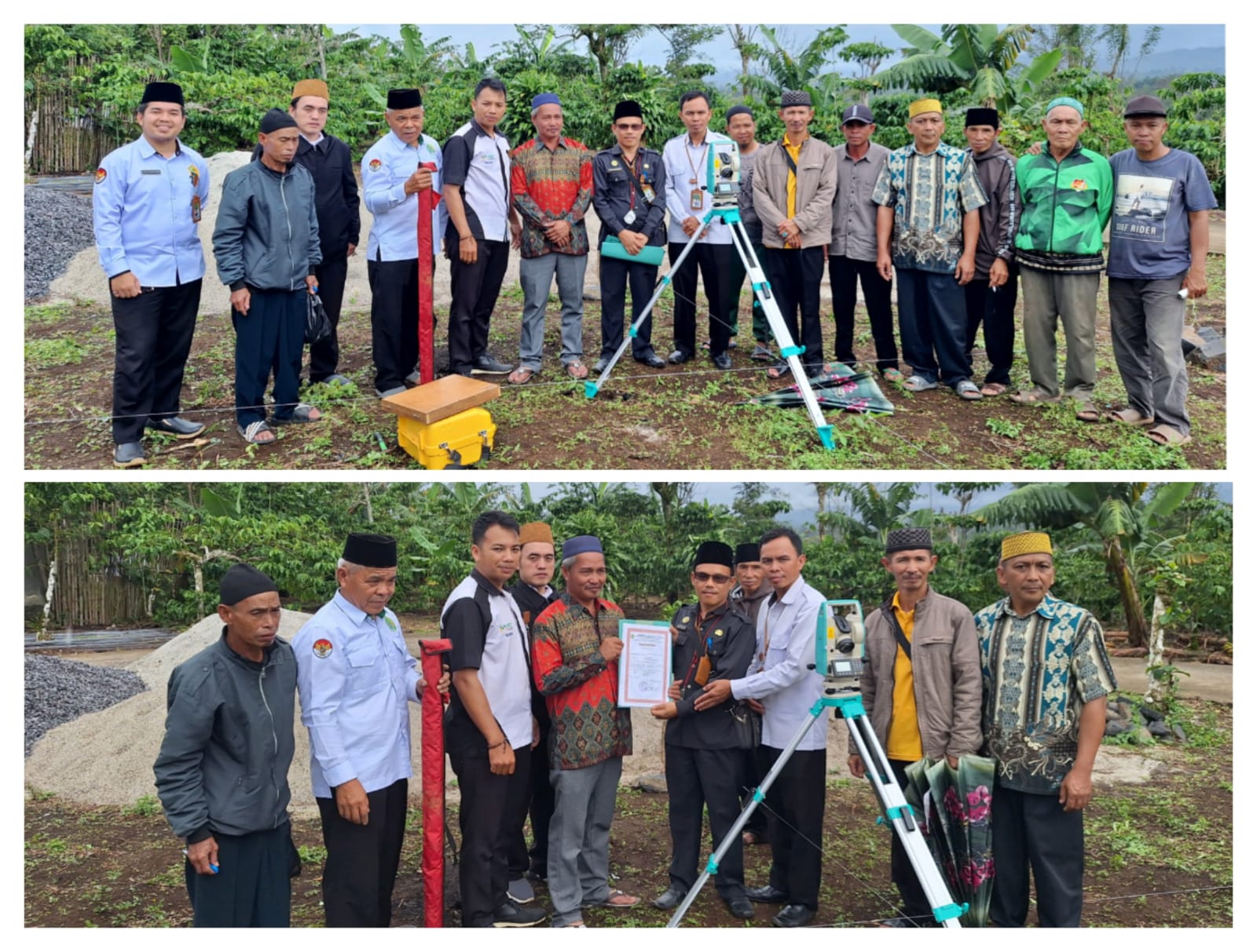 Tim Hisab Rukyat Kemenag Lampung Barat bersama KUA Way Tenong Lakukan Pengukuran Arah Kiblat