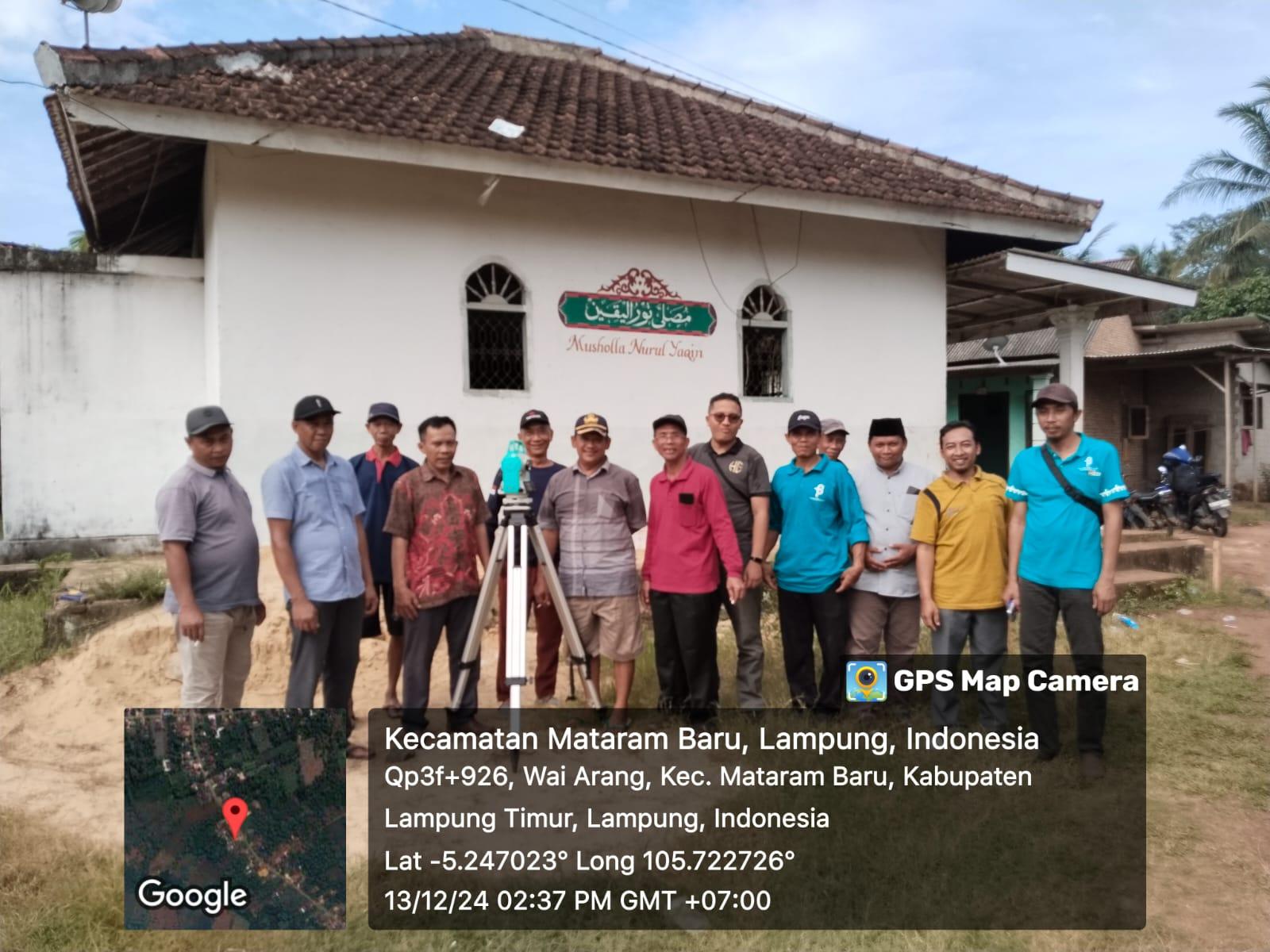 Penghulu KUA Mataram Baru dan Tim BHR Kemenag Lampung Timur Lakukan Pengukuran di Mushola Nurul Yaqin